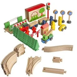 FUNPENY 60 Pcs Colorful Wooden Train And Track Sets,Train Railway Sets Toys For 3+ Years Kids,Boys,Girls Deluxe Holiday Gifts 9 FUNPENY 60 Pcs Colorful Wooden Train And Track Sets,Train Railway Sets Toys For 3+ Years Kids,Boys,Girls Deluxe Holiday Gifts -Funpeny Shop 51oZhITIYyL