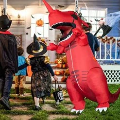 FUNPENY Halloween Inflatable Dinosaur Costume For Kids Teens, Inflatable T-Rex Costume For Halloween Party, Suitable For Teenagers 4'7" To 5'3" Tall -Funpeny Shop 51pKm8kqgRL