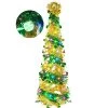 FUNPENY 5 FT Pop Up Christmas Tree With 50 LED Multi-Colored Lights, Artificial Tinsel Xmas Tree, Battery Operated Pencil Tree Christmas Decoraitons Indoor Outdoor For Holiday Home Party Decorations