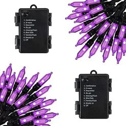 FUNPENY Halloween 50 LED Clear Mini String Lights, 16 FT Battery Operated Waterproof Fairy Lights With 8 Lighting Modes, Indoor Outdoor Garden Decorations(Purple & Orange,2 Pack) -Funpeny Shop 51pzwVJKJeL. AC