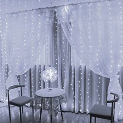 FUNPENY Window Curtain String Lights, 300 LED 8 Lighting Modes Fairy Lights USB Powered, Waterproof Lights For Christmas Bedroom Party Wedding Home Garden Wall Decorations (White) -Funpeny Shop 51qQjiYPGhL