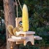 FUNPENY Wooden Squirrel Feeder For Outside, Outdoors,Hanging Squirrels Picnic Table Chipmunk Bench Feeders House With Corn Holder For Outdoor,Garden,Yard