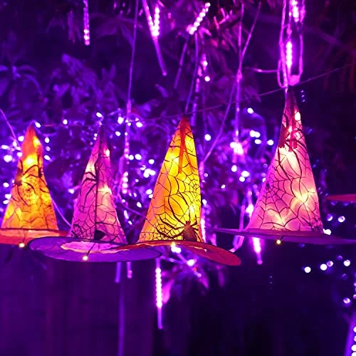 Funpeny Halloween Decoration Lights, 8 PCS Waterproof Hanging Witch Hat With String Lights With Remote, Hanging Halloween Decorations For Indoor Outdoor Garden Yard Party Decor 7 Funpeny Halloween Decoration Lights, 8 PCS Waterproof Hanging Witch Hat With String Lights With Remote, Hanging Halloween Decorations For Indoor Outdoor Garden Yard Party Decor - Image 7