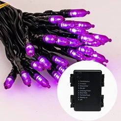 FUNPENY Halloween 50 LED Clear Mini String Lights, 16 FT Battery Operated Waterproof Fairy Lights With 8 Lighting Modes, Halloween Decorations For Indoor Outdoor Garden Party(Purple,2 Pack) -Funpeny Shop 51rrP4oUu7L