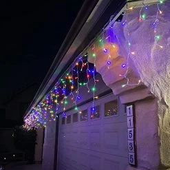 FUNPENY 360 LED 29.5ft Icicle Christmas Lights Outdoor, 2 In 1 Multi Color & Warm White Color Changing Lcicle Lights With Remote, Window Curtain Lights For Indoor Holiday Yard Party Decorations -Funpeny Shop 51s 322T2CL
