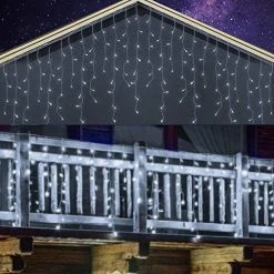 FUNPENY Icicle Lights, 360 LED Icicle Snow Falling Christmas Lights Outdoor Raindrop Lights, Xmas Wedding Party Tree Holiday Decorations (Blue) -Funpeny Shop 51smK4RaLgL. AC