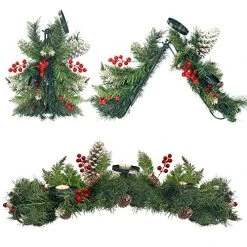 FUNPENY Christmas Centerpiece, Artificial 3 Candle Holders With Red Berries Pine Cone, 28 Inch Candlestick With Steel Base Tabletop Display Table Kitchen Party Christmas Decorations -Funpeny Shop 51tPqwDXhL