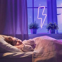 FUNPENY LED Neon Decorative Light, Neon Sign Shaped Decor Light, Lightning Shape Indoor Decor For Christmas Decoration Living Room, Birthday Party, Wedding Party (Blue) -Funpeny Shop 51uEFqSrrSL