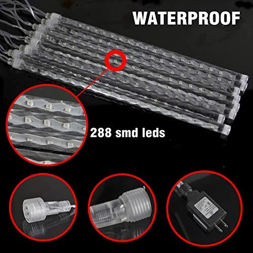 FUNPENY Meteor Shower Rain Lights, 288 LED Christmas Lights Icicle Snow Falling Christmas Lights Outdoor Raindrop Lights, 30cm 8 Tubes Xmas Tree Holiday Decoration (Warm White) 4 FUNPENY Meteor Shower Rain Lights, 288 LED Christmas Lights Icicle Snow Falling Christmas Lights Outdoor Raindrop Lights, 30cm 8 Tubes Xmas Tree Holiday Decoration (Warm White) - Image 4