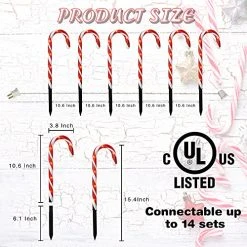 FUNPENY 10.6" Christmas Candy Cane Pathway Markers Lights, Set Of 10 Connectable Christmas Walkway Stakes Lights With 60 Warm White Lights Decorations For Xmas Outdoor Indoor Yard Lawn Decor -Funpeny Shop 51uUH4ofDXL