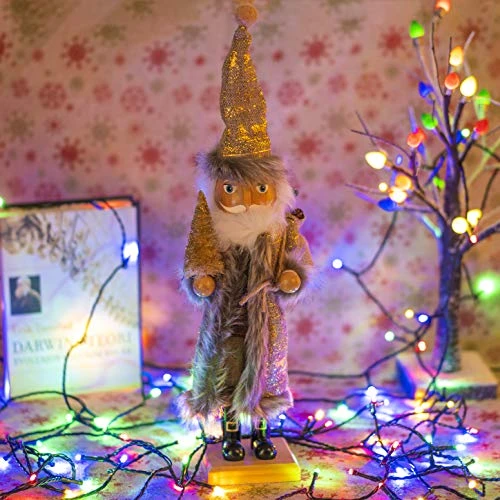 FUNPENY 19" Christmas Decorative Nutcracker, Handmade Wooden Santa Traditional Nutcracker In Flannel Ful Golden Coat, Festive Collectible Nutcracker, Winter Tabletop Christmas Decoration 3 FUNPENY 19" Christmas Decorative Nutcracker, Handmade Wooden Santa Traditional Nutcracker In Flannel Ful Golden Coat, Festive Collectible Nutcracker, Winter Tabletop Christmas Decoration - Image 3