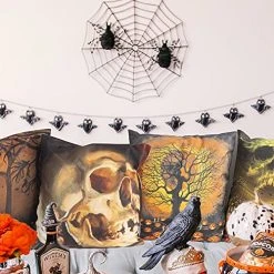 FUNPENY Halloween Decor, Set Of 4 Halloween Pillow Covers 18 X 18 Inch Skull Jack-O-Lantern Cushion Covers For Halloween (Inserts Are Not Include) -Funpeny Shop 51vCnlP5DOL