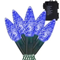FUNPENY C6 Battery Operated Christmas Lights, 50 LED 17ft Christmas String Lights With 8 Modes, Christmas Decorations For Indoor Outdoor Xmas Tree Wedding Holiday, Blue