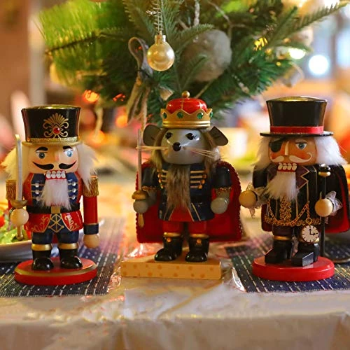 FUNPENY 3 Set Christmas Nutcrackers Figures, 7 Inch Handmade Wooden Mouse King Soldier And Pirate Traditional Nutcracker Decorations For Fall Festive Christmas Desktop Collectible Decor 2 FUNPENY 3 Set Christmas Nutcrackers Figures, 7 Inch Handmade Wooden Mouse King Soldier And Pirate Traditional Nutcracker Decorations For Fall Festive Christmas Desktop Collectible Decor - Image 2