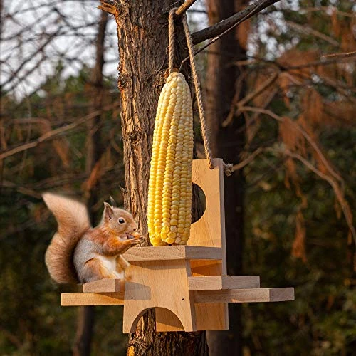 FUNPENY Wooden Squirrel Feeder For Outside, Outdoors,Hanging Squirrels Picnic Table Chipmunk Bench Feeders House With Corn Holder For Outdoor,Garden,Yard 6 FUNPENY Wooden Squirrel Feeder For Outside, Outdoors,Hanging Squirrels Picnic Table Chipmunk Bench Feeders House With Corn Holder For Outdoor,Garden,Yard - Image 6