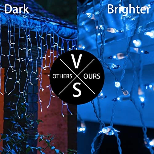 FUNPENY 8.5 FT Christmas Icicle Lights, 150 Count UL Fairy Lights With 27 Drops , White Wire String Light Decorations For Indoor Outdoor Christmas Tree Xmas Party Home Decorations (Blue) 7 FUNPENY 8.5 FT Christmas Icicle Lights, 150 Count UL Fairy Lights With 27 Drops , White Wire String Light Decorations For Indoor Outdoor Christmas Tree Xmas Party Home Decorations (Blue) - Image 7