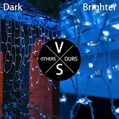 FUNPENY 8.5 FT Christmas Icicle Lights, 150 Count UL Fairy Lights With 27 Drops , White Wire String Light Decorations For Indoor Outdoor Christmas Tree Xmas Party Home Decorations (Blue) -Funpeny Shop 51wDcjarSiL 2