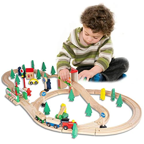 FUNPENY 60 Pcs Colorful Wooden Train And Track Sets,Train Railway Sets Toys For 3+ Years Kids,Boys,Girls Deluxe Holiday Gifts 1 FUNPENY 60 Pcs Colorful Wooden Train And Track Sets,Train Railway Sets Toys For 3+ Years Kids,Boys,Girls Deluxe Holiday Gifts