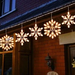 FUNPENY 8.5 FT Snowflake String Lights With 6 Drops, 100 Lights Connectable Christmas Icicle Lights Plug In, Fairy Curtain Lights For Outdoor Indoor Xmas Home Party Wedding Decorations (Warm White) 10 FUNPENY 8.5 FT Snowflake String Lights With 6 Drops, 100 Lights Connectable Christmas Icicle Lights Plug In, Fairy Curtain Lights For Outdoor Indoor Xmas Home Party Wedding Decorations (Warm White) -Funpeny Shop 51wariiUXrL