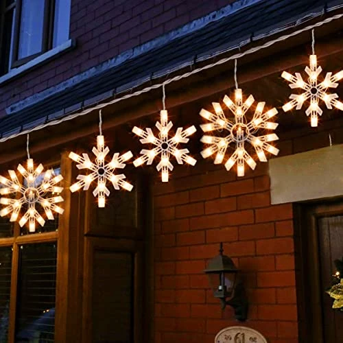 FUNPENY 8.5 FT Snowflake String Lights With 6 Drops, 100 Lights Connectable Christmas Icicle Lights Plug In, Fairy Curtain Lights For Outdoor Indoor Xmas Home Party Wedding Decorations (Warm White) 4 FUNPENY 8.5 FT Snowflake String Lights With 6 Drops, 100 Lights Connectable Christmas Icicle Lights Plug In, Fairy Curtain Lights For Outdoor Indoor Xmas Home Party Wedding Decorations (Warm White) - Image 4