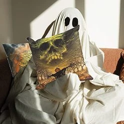 FUNPENY Halloween Decor, Set Of 4 Halloween Pillow Covers 18 X 18 Inch Skull Jack-O-Lantern Cushion Covers For Halloween (Inserts Are Not Include) -Funpeny Shop 51wbRlhY RL