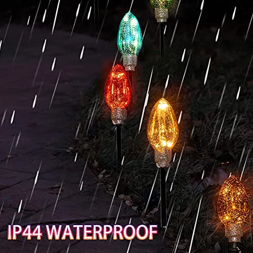 FUNPENY C9 Christmas Lights Outdoor With Pathway Marker Stakes, Multicolored Connectable 6.5 FT Waterproof String Lights Christmas Decorations For Outside Yard Xmas Holiday Party Decor, 5 Lights 4 FUNPENY C9 Christmas Lights Outdoor With Pathway Marker Stakes, Multicolored Connectable 6.5 FT Waterproof String Lights Christmas Decorations For Outside Yard Xmas Holiday Party Decor, 5 Lights - Image 4