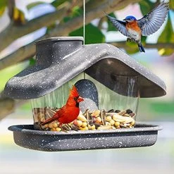 FUNPENY Bird Feeders For Outdoors Hanging, Wild Bird Feeders For Outside Clearance, Yard Lawn Garden Decorations (Gray) -Funpeny Shop 51xRV8P6KCS