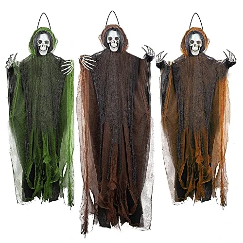 FUNPENY 3 Pack Hanging Ghost Outdoor Halloween Decorations, One 53.2" And Two 43.3" Hanging Skeleton Ghost Reapers For Halloween Haunted House Props Party Supplies Yard Outdoor Indoor Decor 1 FUNPENY 3 Pack Hanging Ghost Outdoor Halloween Decorations, One 53.2" And Two 43.3" Hanging Skeleton Ghost Reapers For Halloween Haunted House Props Party Supplies Yard Outdoor Indoor Decor
