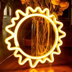 FUNPENY Sun Neon Signs LED Night Lights USB Charging/Battery Operated Neon Wall Lights Ramadan Decorative Lights For Wedding, Birthday Party (Battery Not Included) (Party Yellow) -Funpeny Shop 51y2QkIYMIS