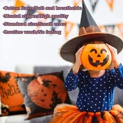 FUNPENY Halloween Decoration, Set Of 4 Halloween Pillow Covers 18 X 18 Inch Spirder Web Jack-O-Lantern Cushion Covers For Halloween (Inserts Are Not Include) -Funpeny Shop 51yOcIw9nbL