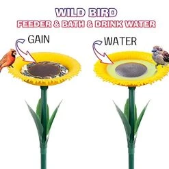 FUNPENY Sunflower Bird Feeder For Outdoor, Small Bird Bath With Flower Shape, Bird Feed Tray With Stake For Garden Decor, Gift For Wild Bird Watcher, Kids And Bird Lover -Funpeny Shop 51yVJ8e WNL