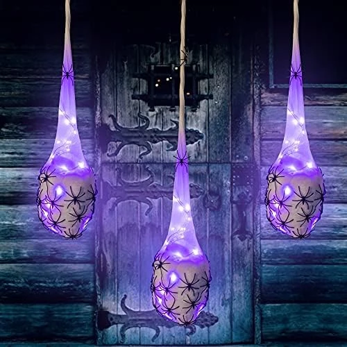 FUNPENY 3.2FT Halloween Decoration Hanging Light Up Spider Egg Sacs 3 Packs, Gift For Halloween Party Favors Games, Sacks Props For Halloween, Birthday Indoor Outdoor Decor (Purple) 7 FUNPENY 3.2FT Halloween Decoration Hanging Light Up Spider Egg Sacs 3 Packs, Gift For Halloween Party Favors Games, Sacks Props For Halloween, Birthday Indoor Outdoor Decor (Purple) - Image 7