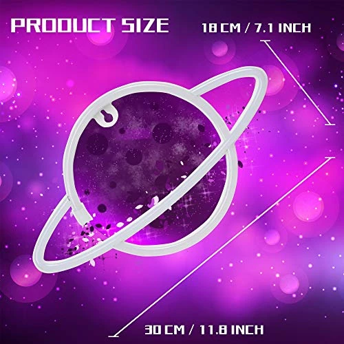 FUNPENY Planet Neon Signs LED Night Lights USB Charging/Battery Operated Neon Wall Lights Ramadan Decorative Lights For Wedding, Birthday Party (Battery Not Included) (Pink Planet- Pink Ring) 3 FUNPENY Planet Neon Signs LED Night Lights USB Charging/Battery Operated Neon Wall Lights Ramadan Decorative Lights For Wedding, Birthday Party (Battery Not Included) (Pink Planet- Pink Ring) - Image 3