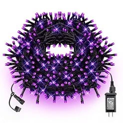 FUNPENY 240 LED Halloween String Lights, 78 FT Waterproof Black Wire Fairy Lights Plug In, 8 Lighting Modes Halloween Lights Decorations For Indoor Outdoor Garden Party (Purple)