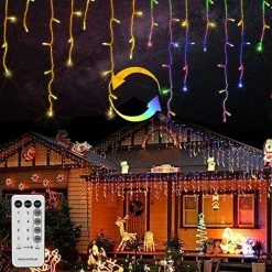 FUNPENY Icicle Lights, 360 LED Icicle Snow Falling Christmas Lights Outdoor Raindrop Lights, Xmas Wedding Party Tree Holiday Decorations (Blue) -Funpeny Shop 6101hsNONpL. AC 1