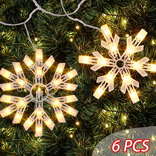 FUNPENY 8.5 FT Snowflake String Lights With 6 Drops, 100 Lights Connectable Christmas Icicle Lights Plug In, Fairy Curtain Lights For Outdoor Indoor Xmas Home Party Wedding Decorations (Warm White) 5 FUNPENY 8.5 FT Snowflake String Lights With 6 Drops, 100 Lights Connectable Christmas Icicle Lights Plug In, Fairy Curtain Lights For Outdoor Indoor Xmas Home Party Wedding Decorations (Warm White) - Image 5