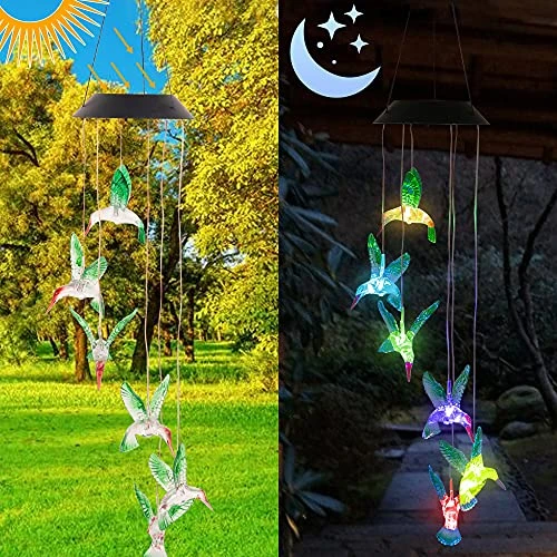 FUNPENY Solar Hummingbird Wind Chimes Outside, Solar Wind Chimes Changing Colors, Gifts For Mom, Grandma, Birthday, Solar Mobile Decor For Outside, Outdoor, Yard, Patio, Garden Decorations (1 Pack) 3 FUNPENY Solar Hummingbird Wind Chimes Outside, Solar Wind Chimes Changing Colors, Gifts For Mom, Grandma, Birthday, Solar Mobile Decor For Outside, Outdoor, Yard, Patio, Garden Decorations (1 Pack) - Image 3