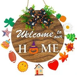 FUNPENY Hanging Rustic Fall Wreaths Decorations For Front Door Outside, Welcome Signs For Wall Halloween Thanksgiving Christams Decor -Funpeny Shop 611FhmzFjGL