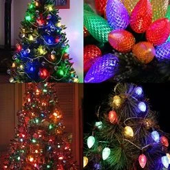 FUNPENY 50 LED C9 Christmas Lights Outdoor, 24.5 FT Extendable Waterproof Fairy String Light Green Wire For Xmas Indoor Patio Tree Party Holidy Wedding House Decorations (Multi-Colored) -Funpeny Shop 616rXVwaXSL