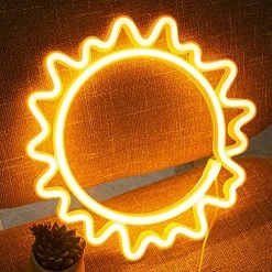 FUNPENY Sun Neon Signs LED Night Lights USB Charging/Battery Operated Neon Wall Lights Ramadan Decorative Lights For Wedding, Birthday Party (Battery Not Included) (Party Yellow) -Funpeny Shop 617wkdSNdiS