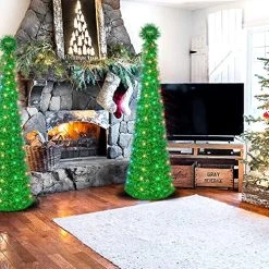 FUNPENY 5 FT Pop Up St. Patrick's Day Tree, 50 LED Multi-Colored Lighted Artificial Tinsel Tree, Battery Operated Pencil Tree Christmas Decoraitons Indoor Outdoor For Holiday Home Party Decor, Green 15 FUNPENY 5 FT Pop Up St. Patrick's Day Tree, 50 LED Multi-Colored Lighted Artificial Tinsel Tree, Battery Operated Pencil Tree Christmas Decoraitons Indoor Outdoor For Holiday Home Party Decor, Green -Funpeny Shop 61AIOt9VNqL