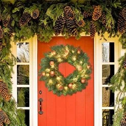 FUNPENY Pre-lit Artifical Pin Cones Christmas Wreath, 40 LED 16 Inch Pine Cones Christmas Wreath With Hanger Artificial Holly Leaves Xmas Wreath For Home Party Indoor And Outdoor Use 11 FUNPENY Pre-lit Artifical Pin Cones Christmas Wreath, 40 LED 16 Inch Pine Cones Christmas Wreath With Hanger Artificial Holly Leaves Xmas Wreath For Home Party Indoor And Outdoor Use -Funpeny Shop 61CW1tApRL