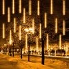 FUNPENY Meteor Shower Rain Lights, 288 LED Christmas Lights Icicle Snow Falling Christmas Lights Outdoor Raindrop Lights, 30cm 8 Tubes Xmas Tree Holiday Decoration (Warm White)