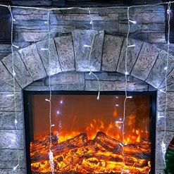 FUNPENY Icicle Lights With Ice Cone, Outdoor Dripping Christmas Light With Ice Cone, 360 LED 8 Modes Clear Wire Curtain Lights 60 Drops, Indoor Xmas Holiday Wedding Party Decor, White -Funpeny Shop 61FO35tDaKL