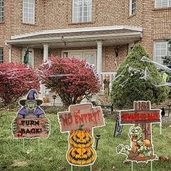 FUNPENY Halloween 6 Pcs Yard Signs With Stakes, Outdoor Waterproof Zombie Pumpkin Witch Party Garden Lawn Decorations Supplies 12 FUNPENY Halloween 6 Pcs Yard Signs With Stakes, Outdoor Waterproof Zombie Pumpkin Witch Party Garden Lawn Decorations Supplies -Funpeny Shop 61JIRsRrHcL