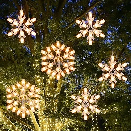 FUNPENY 8.5 FT Snowflake String Lights With 6 Drops, 100 Lights Connectable Christmas Icicle Lights Plug In, Fairy Curtain Lights For Outdoor Indoor Xmas Home Party Wedding Decorations (Warm White) 7 FUNPENY 8.5 FT Snowflake String Lights With 6 Drops, 100 Lights Connectable Christmas Icicle Lights Plug In, Fairy Curtain Lights For Outdoor Indoor Xmas Home Party Wedding Decorations (Warm White) - Image 7