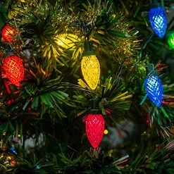 FUNPENY 50 LED C9 Christmas Lights Outdoor, 24.5 FT Extendable Waterproof Fairy String Light Green Wire For Xmas Indoor Patio Tree Party Holidy Wedding House Decorations (Multi-Colored) -Funpeny Shop 61Rq9VTeGL