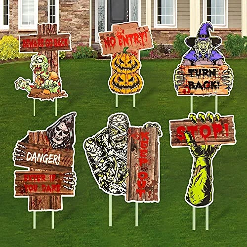 FUNPENY Halloween 6 Pcs Yard Signs With Stakes, Outdoor Waterproof Zombie Pumpkin Witch Party Garden Lawn Decorations Supplies 3 FUNPENY Halloween 6 Pcs Yard Signs With Stakes, Outdoor Waterproof Zombie Pumpkin Witch Party Garden Lawn Decorations Supplies - Image 3