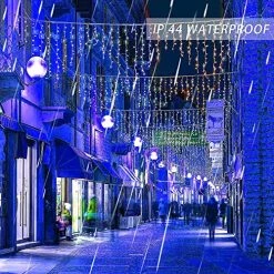 FUNPENY Icicle Lights, 360 LED Icicle Snow Falling Christmas Lights Outdoor Raindrop Lights, Xmas Wedding Party Tree Holiday Decorations (Blue) -Funpeny Shop 61WFQMwlVIL 1