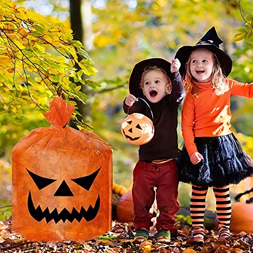 FUNPENY 8 Pack Halloween Pumpkin Leaf Bags, Jack O Lantern Fall Trash Leaf Lawn Bags For Leaves Decorations Outdoor Yard Garden Decor, Set Of 8 (2 Large And 6 Small) 7 FUNPENY 8 Pack Halloween Pumpkin Leaf Bags, Jack O Lantern Fall Trash Leaf Lawn Bags For Leaves Decorations Outdoor Yard Garden Decor, Set Of 8 (2 Large And 6 Small) - Image 7